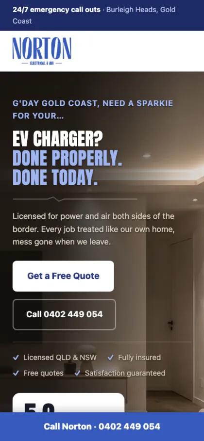 The same site on a phone